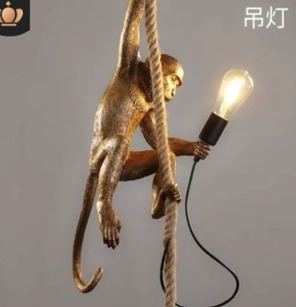 Resin Black White Gold Monkey Lamp Pendant Light For Living Room Lamps
