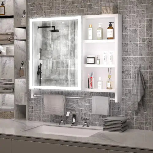 Modern 32x28 Inch Bathroom Cabinet With Mirror And LED Lights